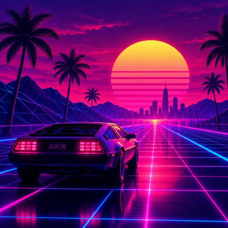 Mit KI erstelltes Bild im Stil Synthwave